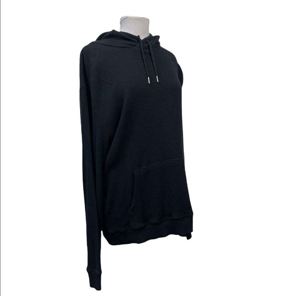 Threads 4 Thought Women's Black Thermal Hoodie Size Large Organic Cotton
